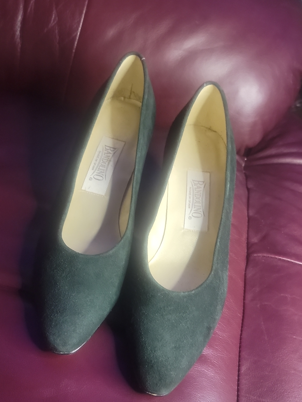 Bandolino Dark Green Suede Pointed Toe Pumps